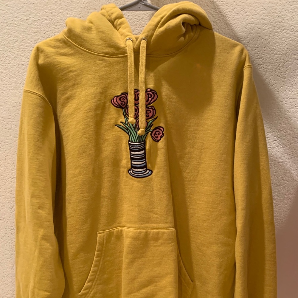 Supreme FW18 flowers hooded sweatshirt in mustard